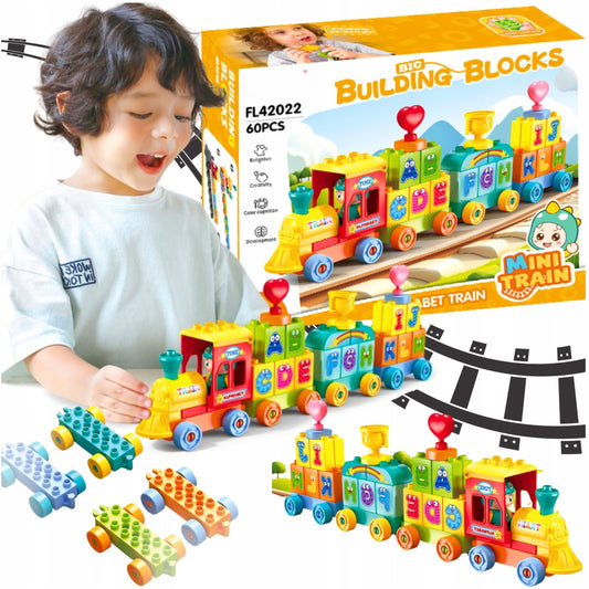 Deciji edukativni voz sa slovima i kockama od 60 delova za ucenje kroz igru i zabavu