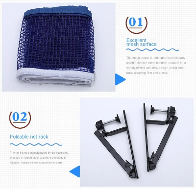 tehnicki prikaz komponenti seta koji sadrzi fleksibilnu mrezu i jake metalne drzace koji se lako sklapaju