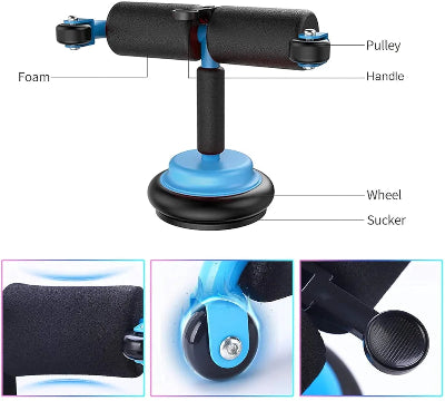 Detaljan prikaz delova sprave za trbusnjake roler tocak vakum sukciona podloga sundjerasta rucka premijum kvalitet