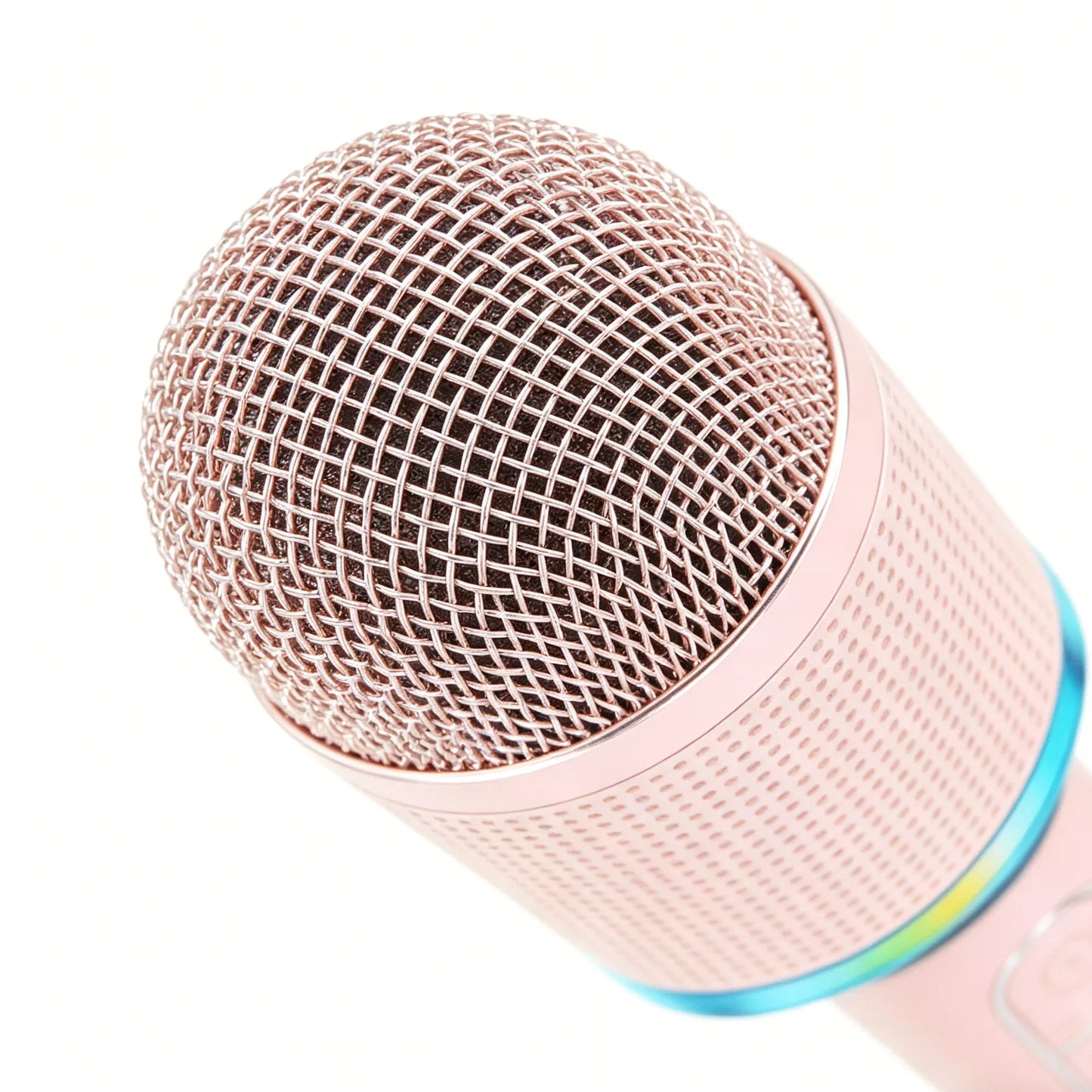 Detalj glave roze karaoke mikrofona H9 sa metalnom resetkom