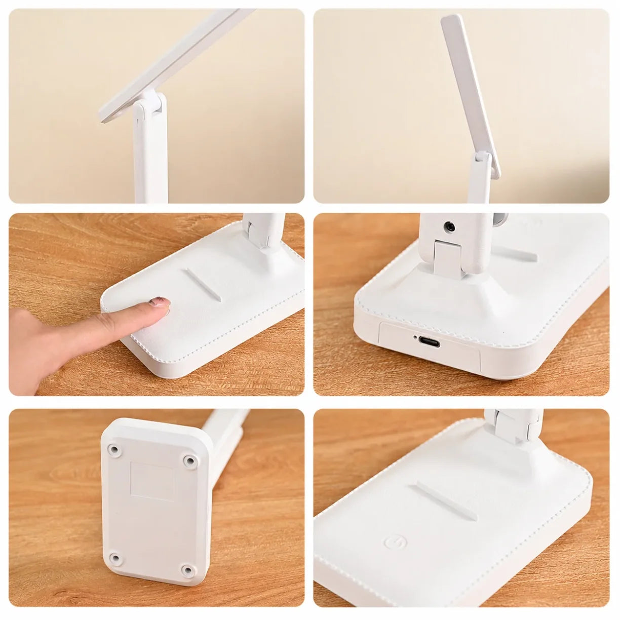 Detalji bele LED stone lampe sa dodirnim dugmetom i USB prikljuckom