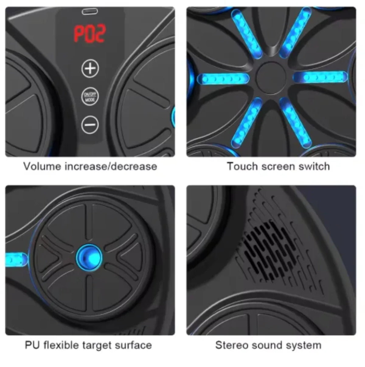 Detalji pametne bokserske table sa LED svetlima, PU metama i stereo zvucnikom