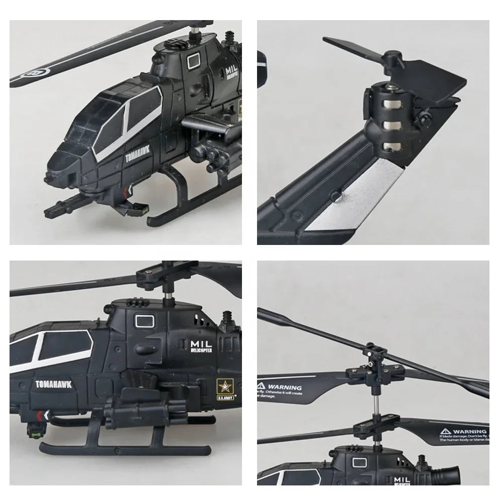 Detalji crnog RC helikoptera igracke iz vise uglova