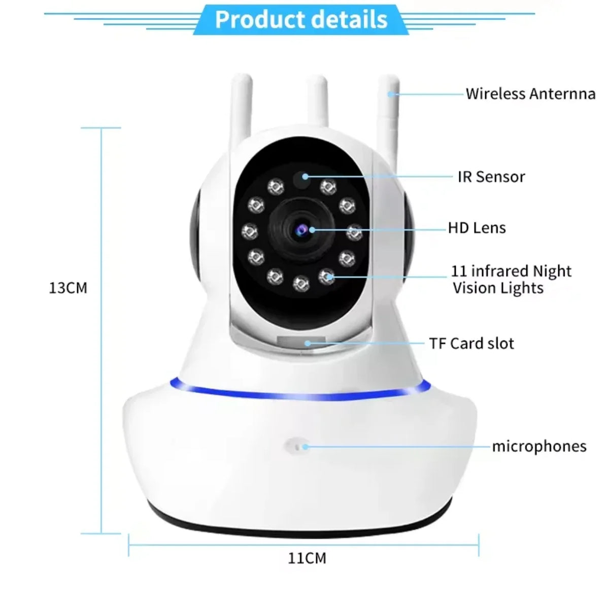 Detalji wifi nadzorne kamere sa tf karticom i mikrofonom