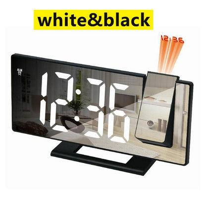 digitalni sat sa projekcijom vremena beli model sa belim led displejom