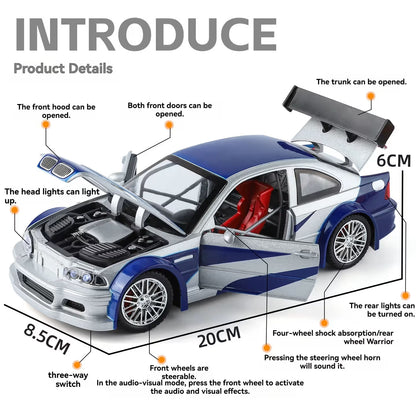 Detaljan prikat otvaranja vrata, haube i gepeka na BMW M3 GTR E46 igrački