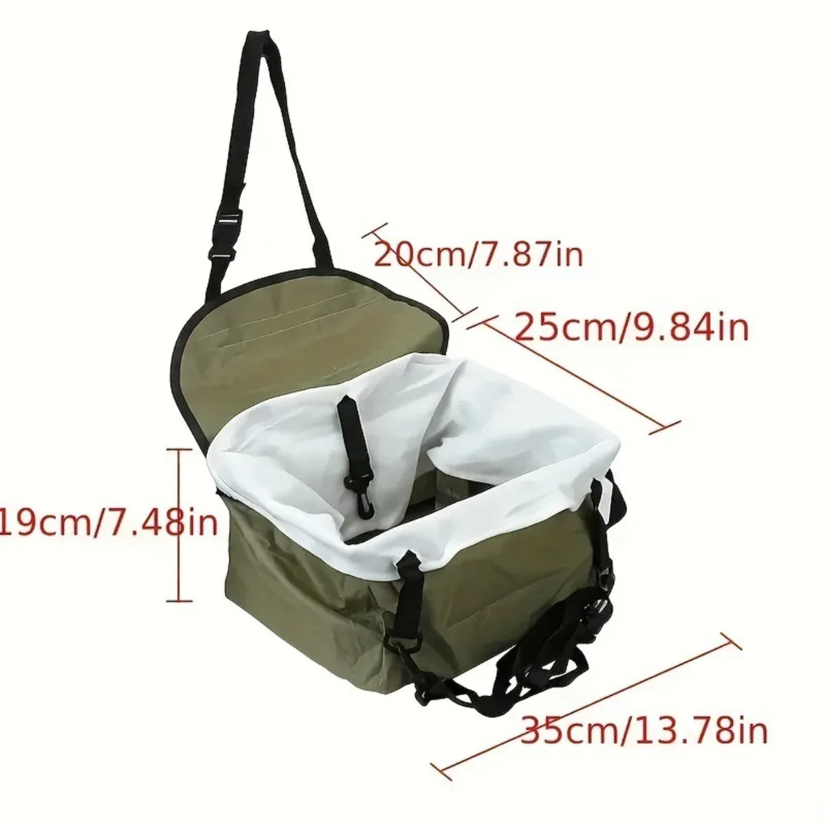 Dimenzije zelene auto torbe sedista za ljubimce 35 x 25 x 19 cm