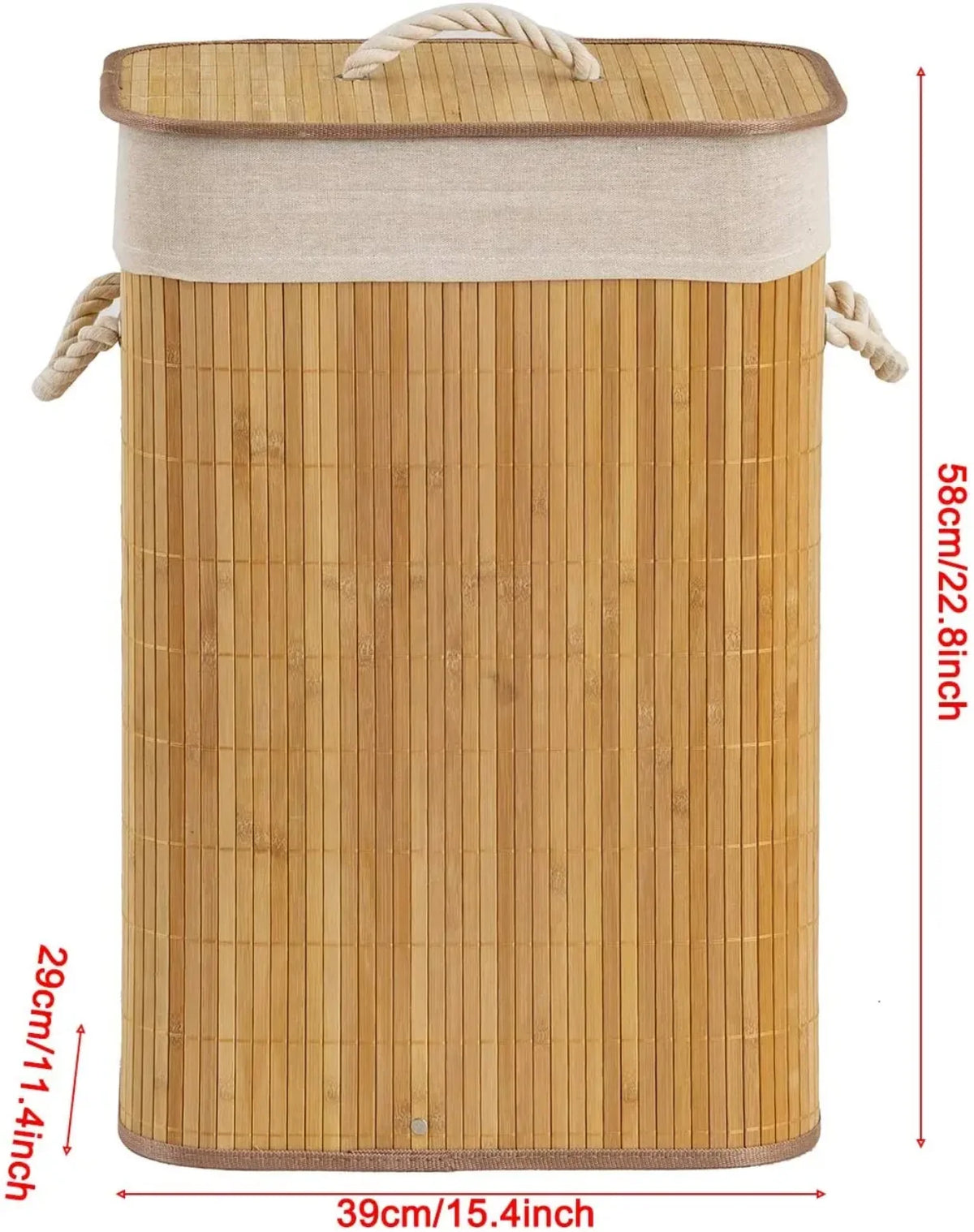 Dimenzije bambus korpe za ves 39 x 29 x 58 cm