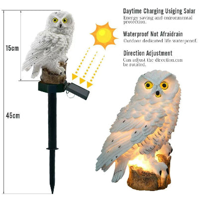Dimenzije i izgled solarne bastenske lampe sove pogodne za osvetljenje i dekoraciju vaseg vrta.