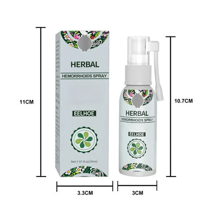 Dimenzije kutije i bocice biljnog spreja za hemoroide od 30 ml
