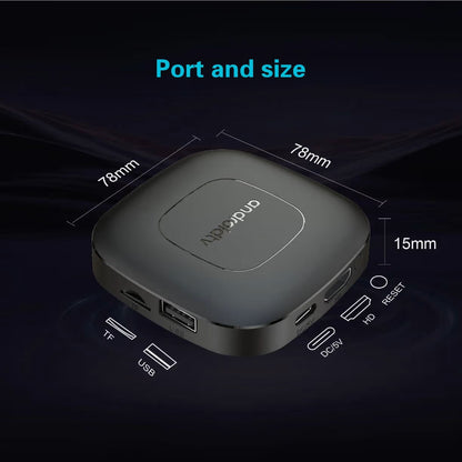 Prikaz dimenzija uredjaja od sedamdeset osam milimetara sa oznacenim usb hd i tf ulazima