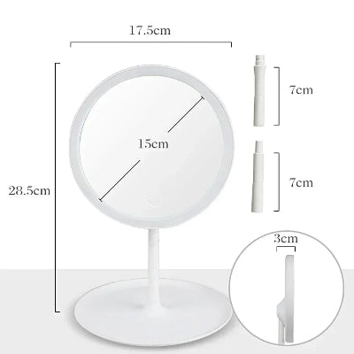 Dimenzije kozmetickog ogledala sa LED svetlom, kompaktno i elegantno, stedi prostor na stolu