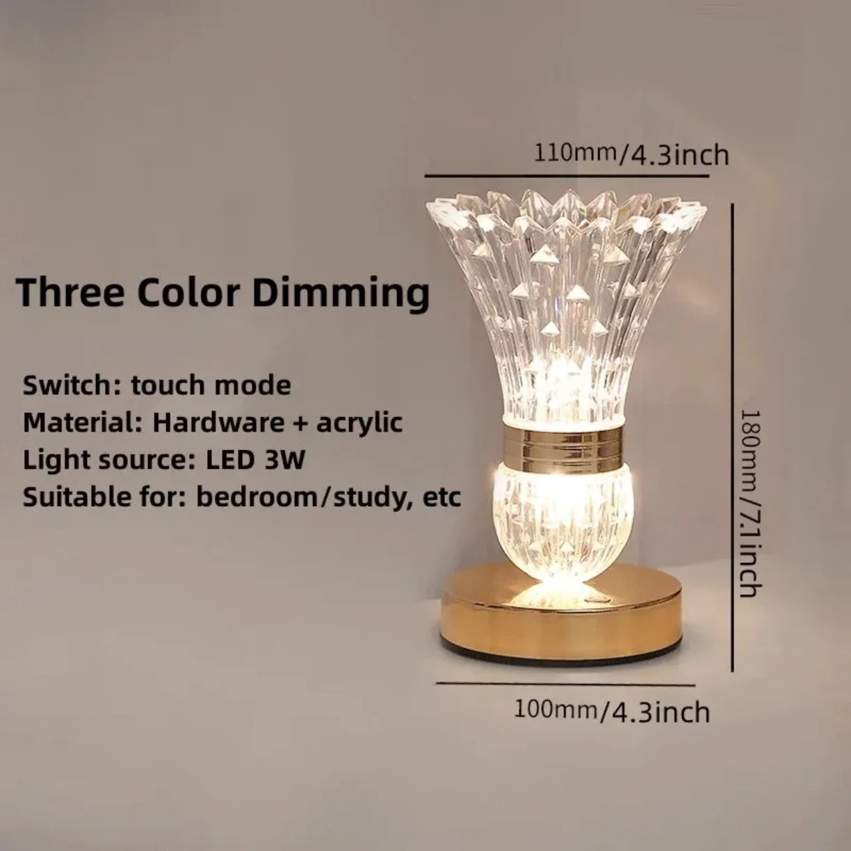 Dimenzije i specifikacije kristalne stone LED lampe sa tri boje svetla