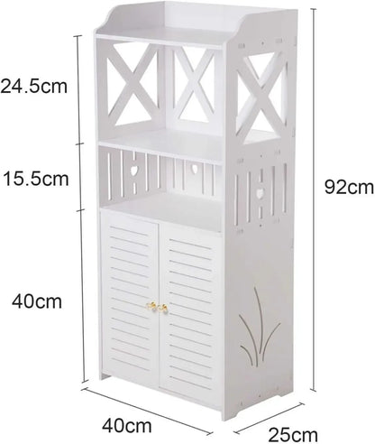 dimenzije belog kupatilskog pomocnog ormarica 92x40x25 cm sa policama