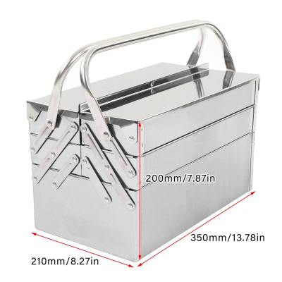 Dimenzije prenosive metalne kutije za alate sa tri nivoa pogodne za profesionalce i domace majstore.