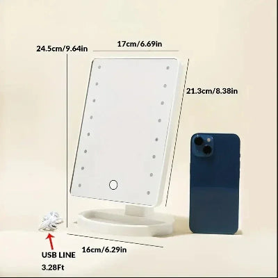 Dimenzije LED ogledala za sminkanje. Prenosivo, idealno za putovanja, kozmetiku i brzu proveru izgleda.