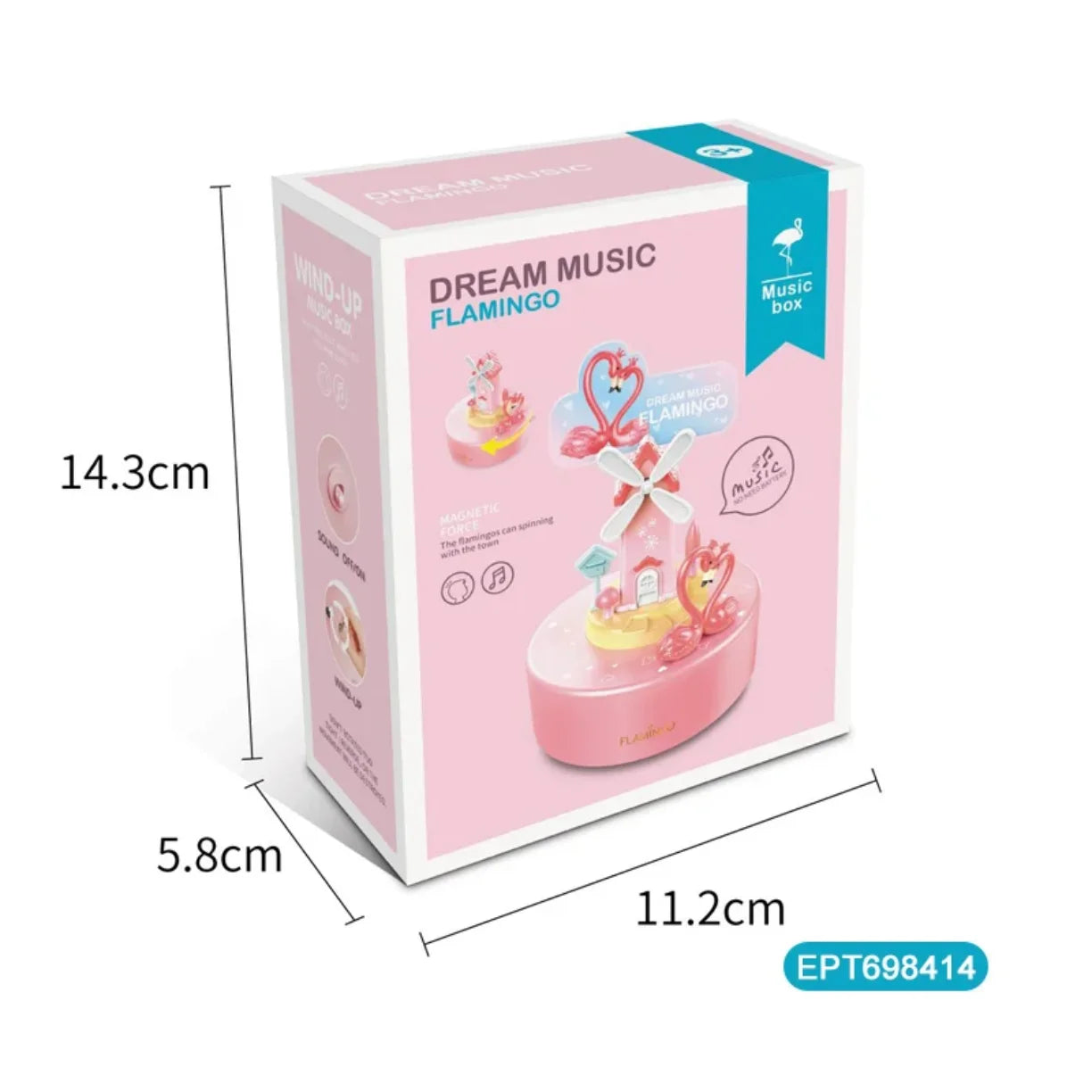 Dimenzije pakovanja muzicke kutije flamingo sa vetrenjacom