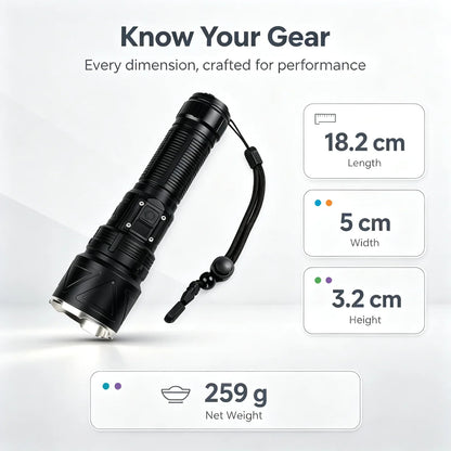 Dimenzije i tezina punjive LED baterijske lampe