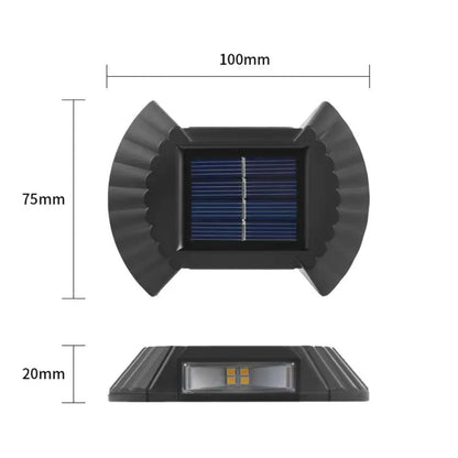 Dimenzije solarne LED zidne lampe za spoljašnju montažu 100x75mm