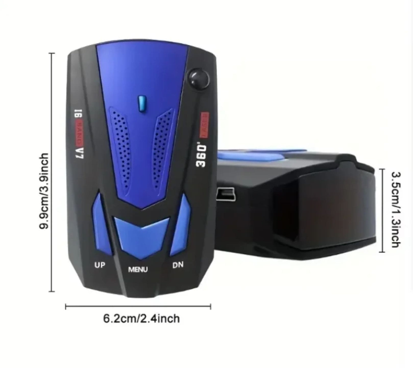 tacne dimenzije v7 laserskog detektora u centimetrima i incima za montazu