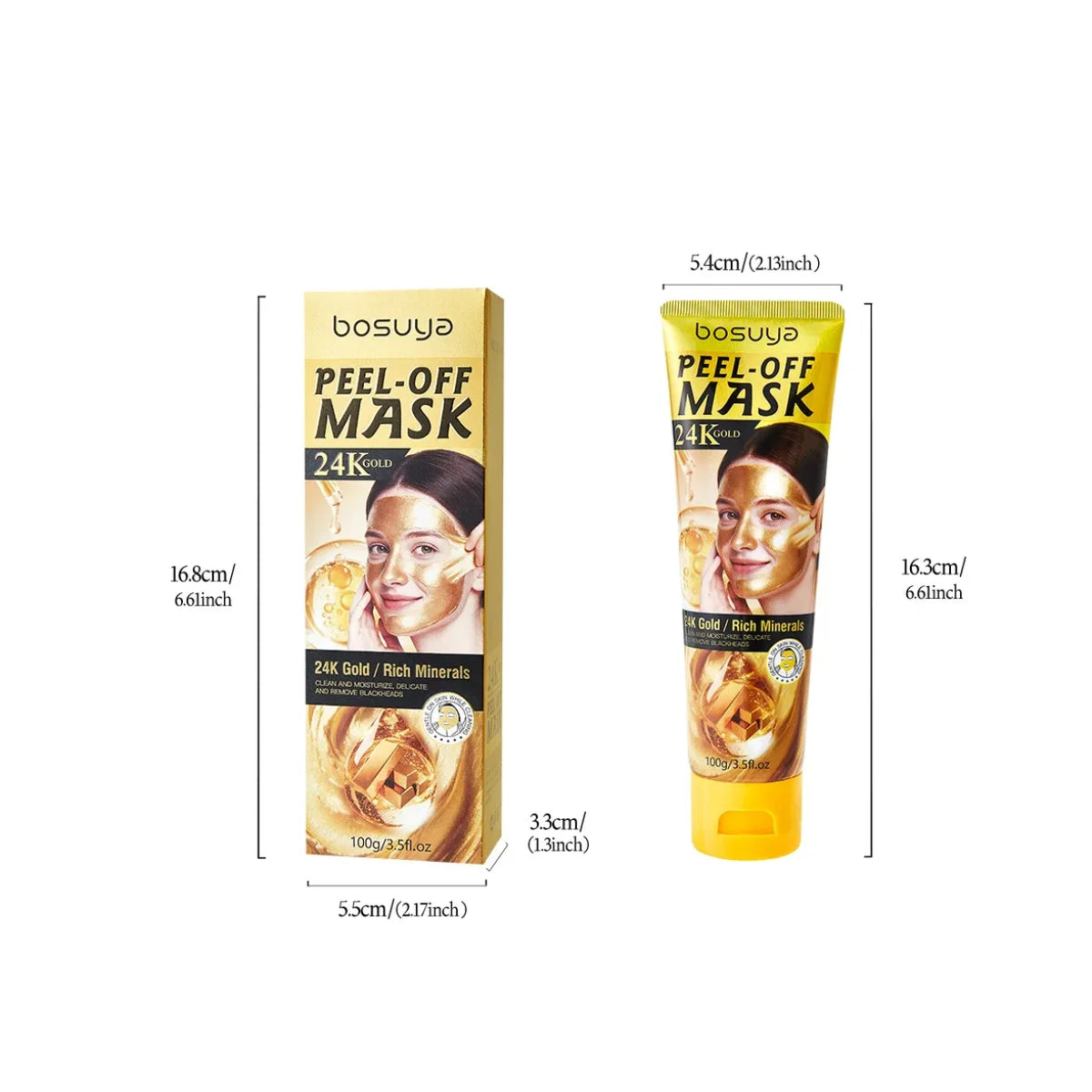 dimenzije kutije i tube zlatne peel off maske za lice