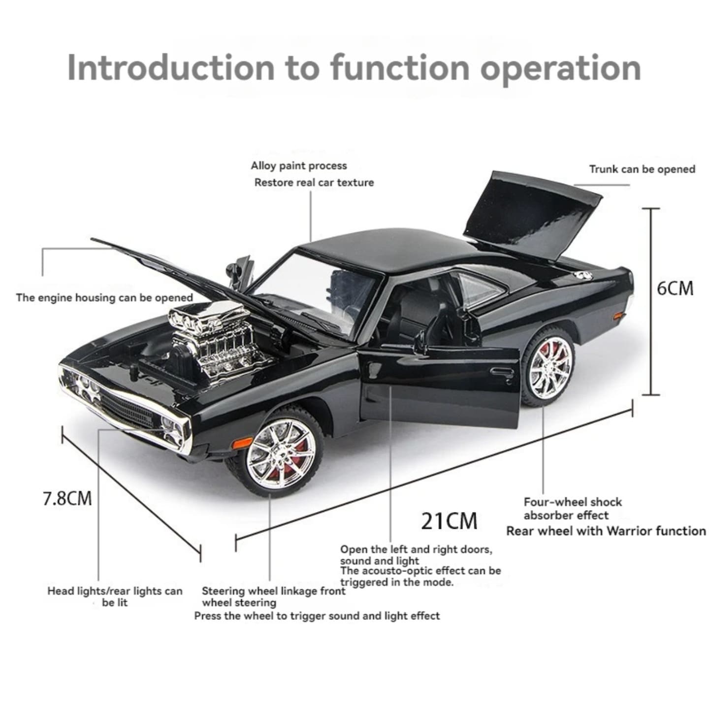 dodge charger 1970 karakteristike modela otvaranje vrata i haube zvuk i svetlo za decu