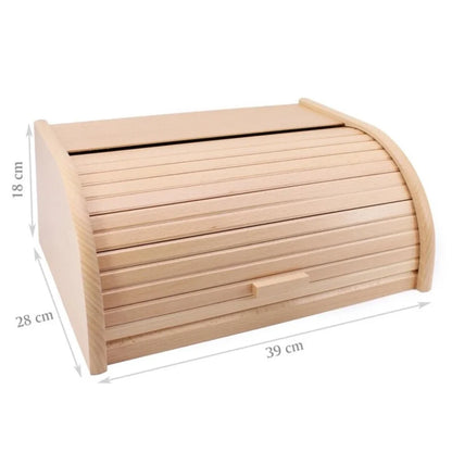 Drvena kutija za hleb sa prikazanim dimenzijama 39x28x18 cm