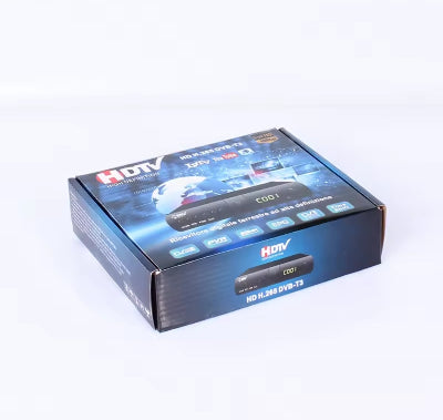 Kutija digitalnog DVB T2 risivera, spremna za prodaju. Uredjaj za prijem digitalne televizije sa podrskom za H.265 i Full HD.