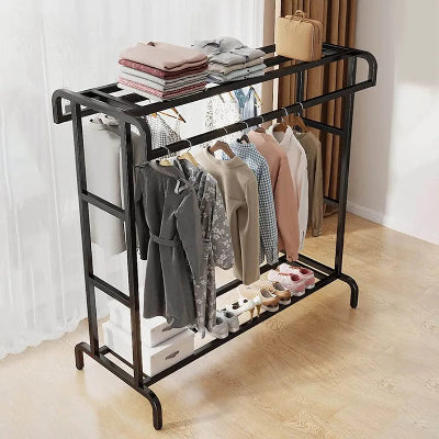 Dvostruki ofinger stalak za kapute jakne odecu visestruki sa donjom policom