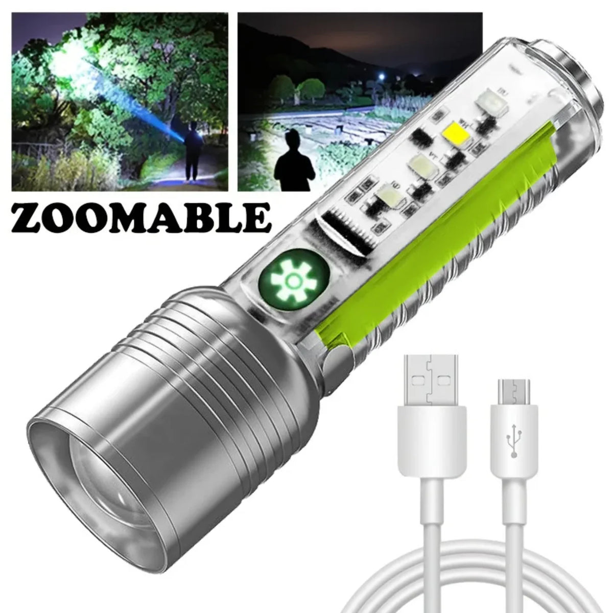 LED dzepna lampa sa zumom i USB kablom
