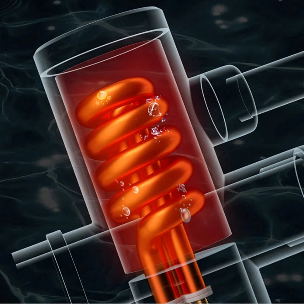 Unutrasnji elektricni grejac vode u protocnoj slavini sa spiralnim grejnim elementom