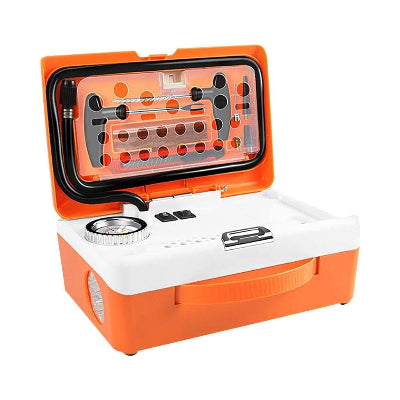 Kompaktna elektricna pumpa za gume spakovana u prakticnom koferu. Laka za koriscenje u svakoj prilici i hitnoj situaciji.