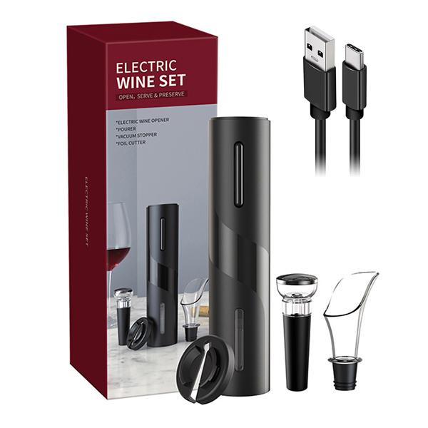Elektricni otvarac vina set sa USB kablom i kompletnom opremom u kutiji