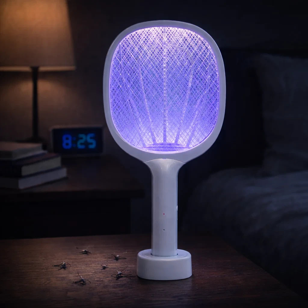 Elektricni reket protiv insekata sa uv svetlom na nocnom ormaricu