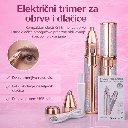 elektricni trimer za obrve i dlacice sa dva zamenjiva nastavka
