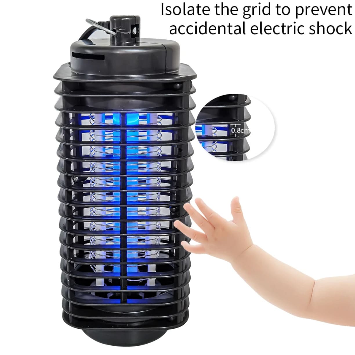 Elektronska lampa protiv komaraca sa gustim spoljasnjim kucistem koje sprecava slucajan kontakt i pruza bezbednost za decu