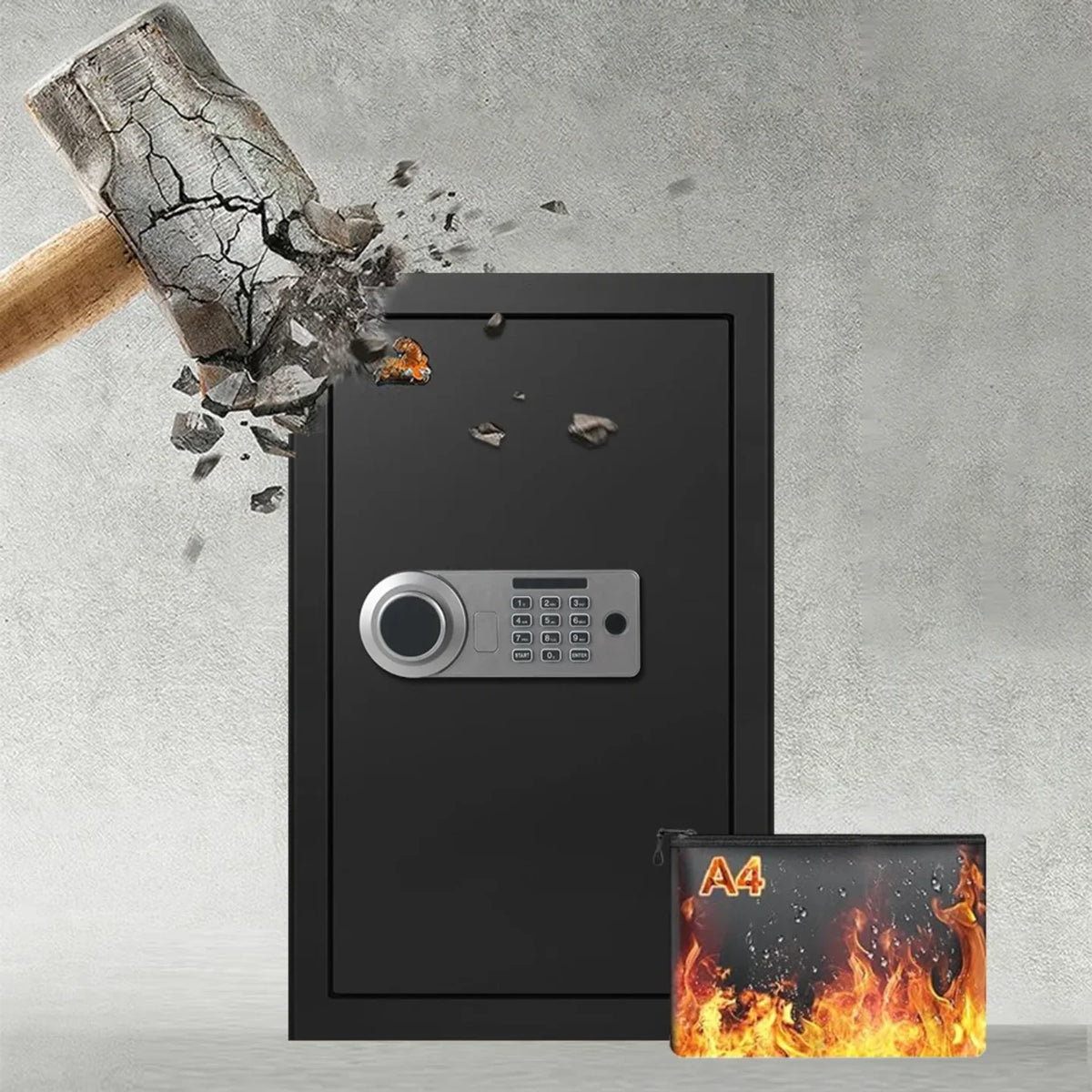 Elektronski sef sa ilustracijom izdrzljivosti i A4 torbicom