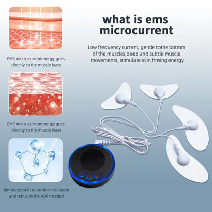 Infografik delovanja EMS mikrostruja na kozu i misice uz uredjaj sa elektrodama