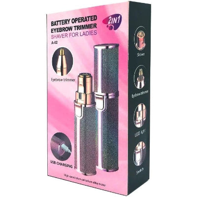 Set za epilaciju lica i tela, sa bezbolnim elektricnim epilatorom, u roze-crnom pakovanju. Set je pogodan za zene i muskarce.