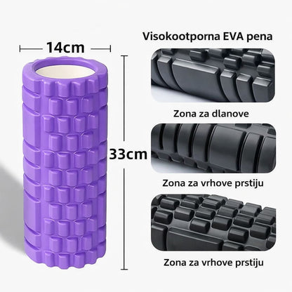 Dimenzije šupljeg EVA joga rolera i zone za masažu dlanovima i prstima