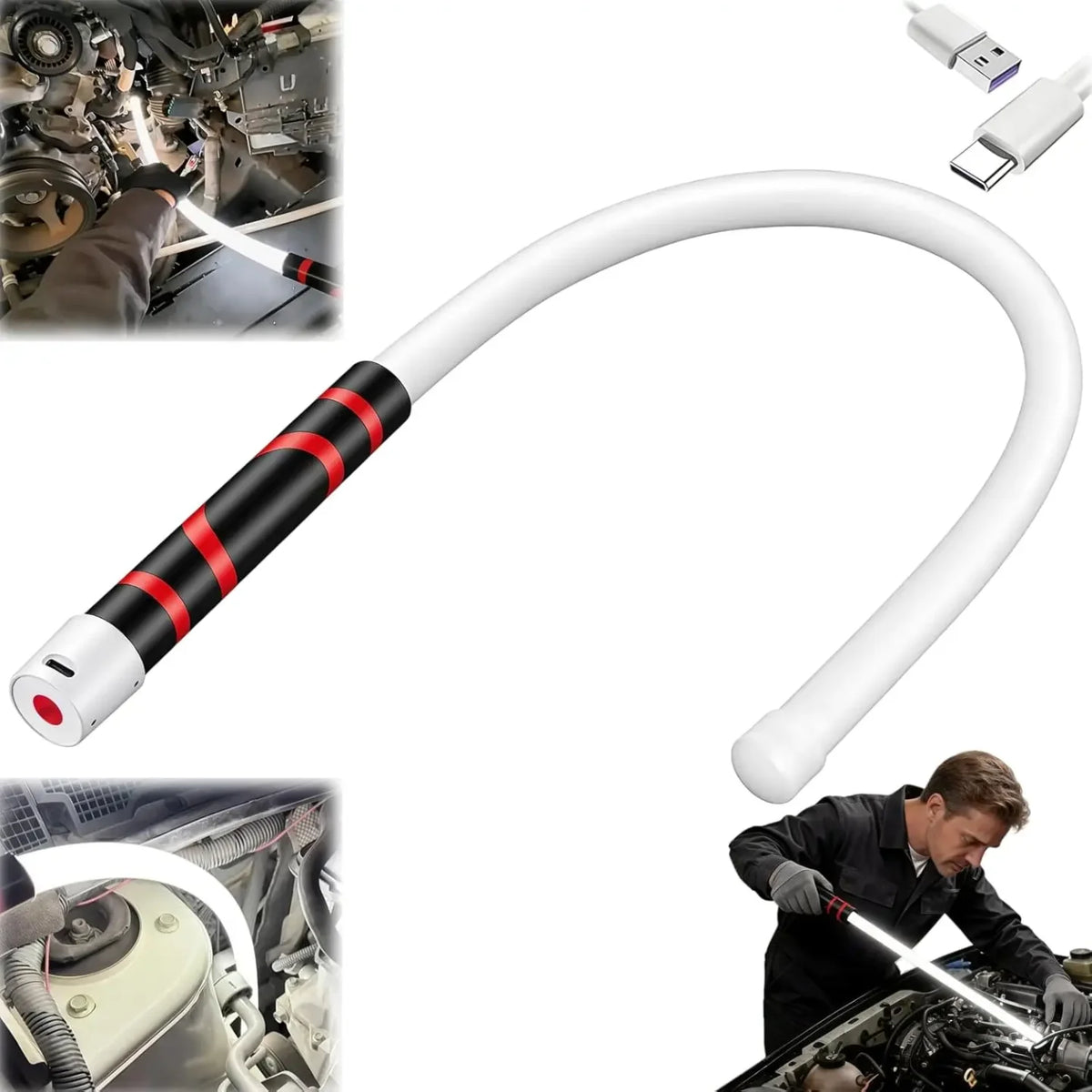 Fleksibilna LED radna lampa sa USB kablom i primenom u motoru