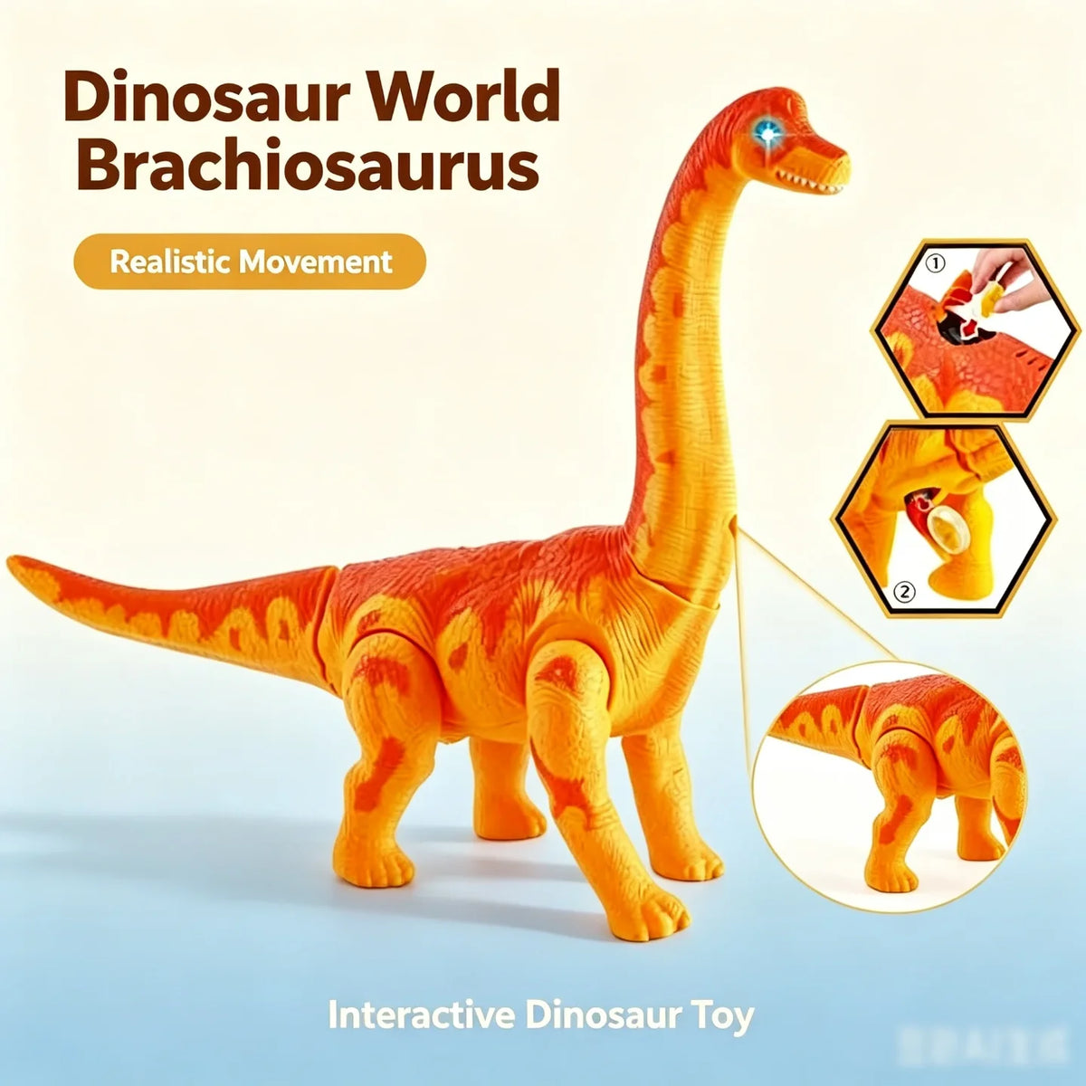 Grafika interaktivnog dinosaurusa brahiosaursa sa funkcijom polaganja jaja