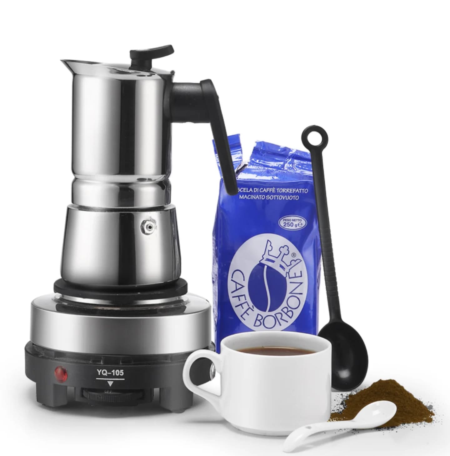 grejna ploca za moka pot kafu sa soljom i mlevenom kafom