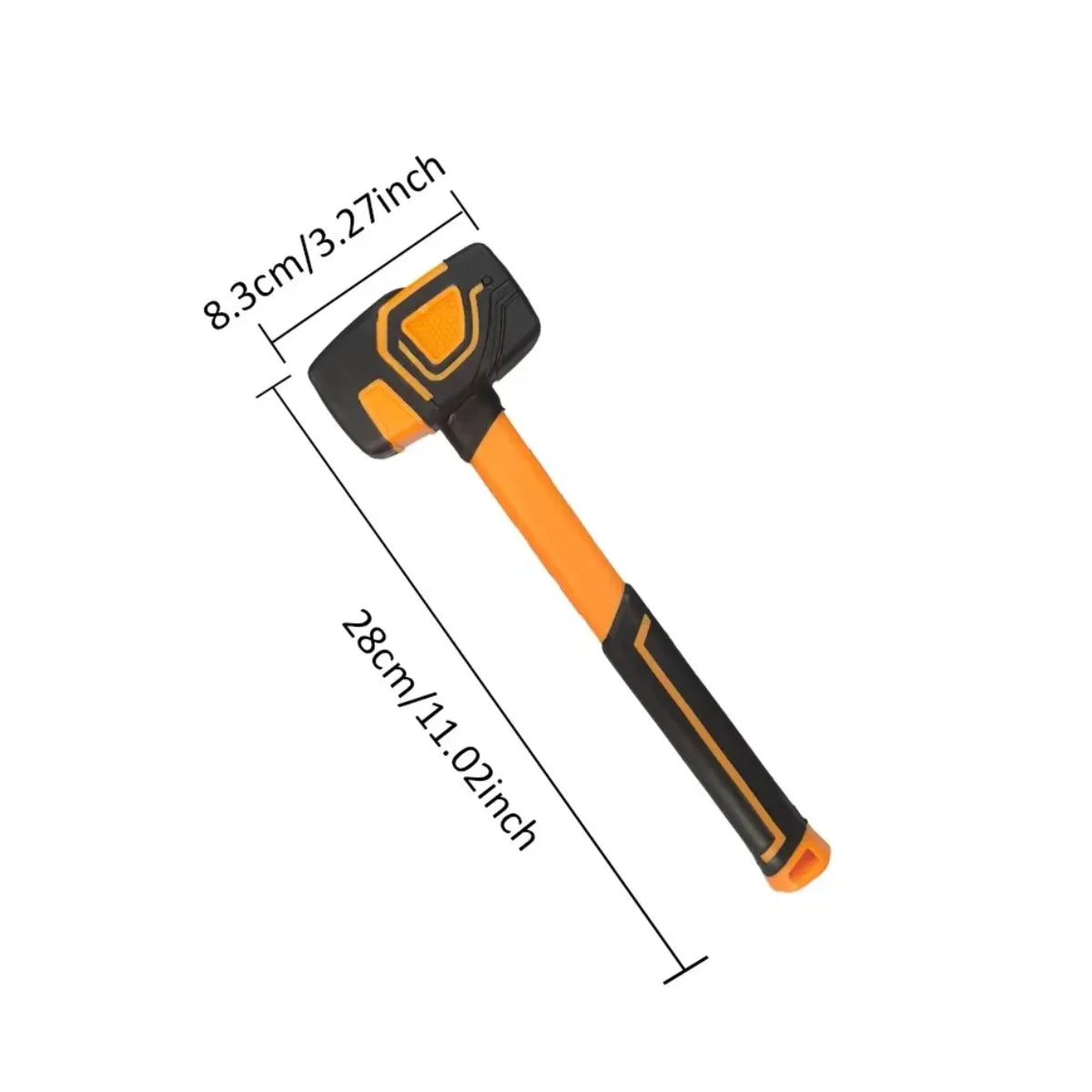 Dimenzije gumenog cekica 28 cm duzine i 8,3 cm sirine glave