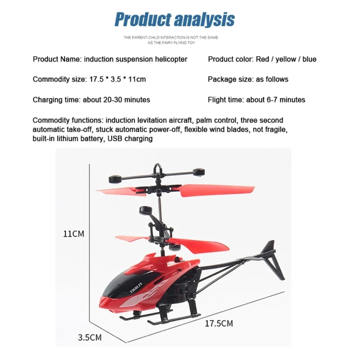 Specifikacije helikoptera na indukciju sa dimenzijama i vremenom punjenja