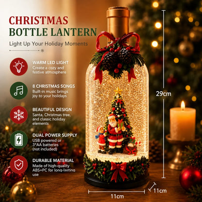 Infografik novogodisnje flasa lampe sa led svetlom, muzikom i dualnim napajanjem