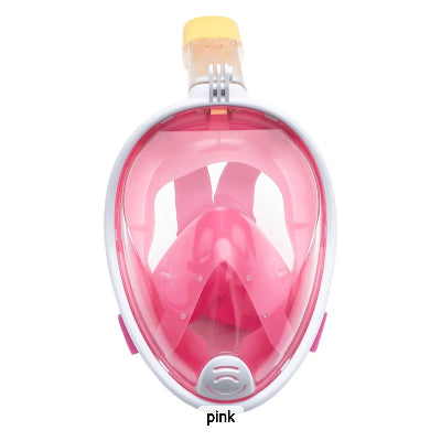 Inovativna full face maska za ronjenje u roze boji. Poboljsan model za lako disanje pod vodom, uzivanje u moru.