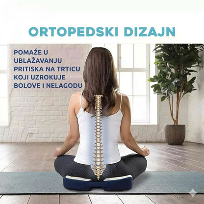 Ergonomski jastuk za sedenje sa izrezom za trticu koji omogucava pravilnije drzanje tokom sedenja