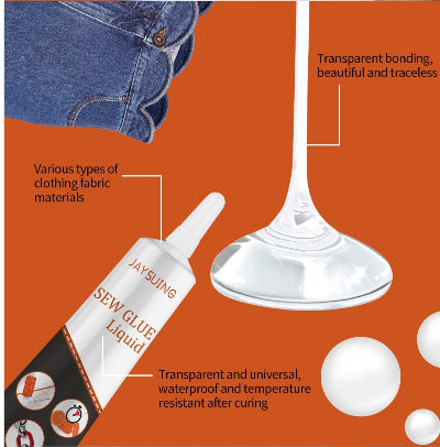 Prikaz Jaysuing lepka sa detaljima aplikatora. Cvrsta i sigurna adhezija za popravku svih vrsta tkanina.