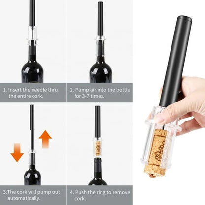 koraci za koriscenje vazdusnog otvaraca za vino sa pumpom